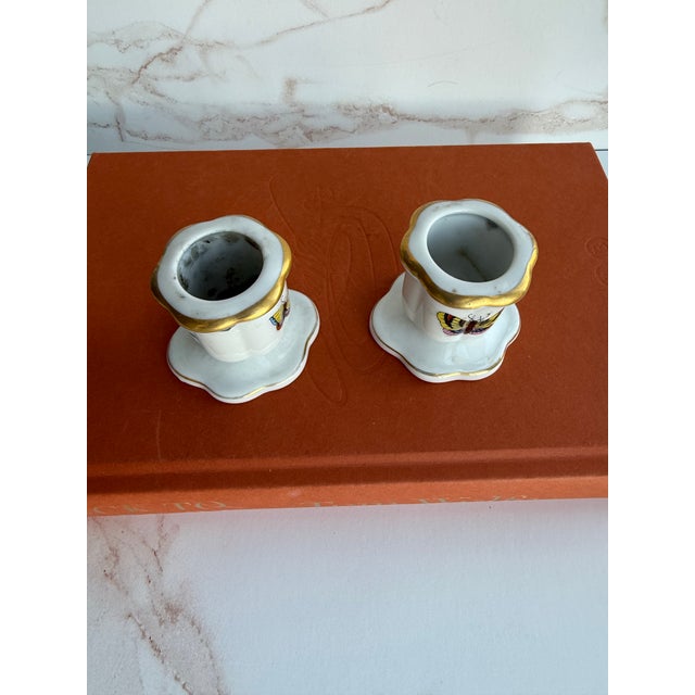 Mid 20th Century Mid 20th Century Herend “Rothschild Bird” Pair of Miniature Candlesticks For Sale - Image 5 of 9