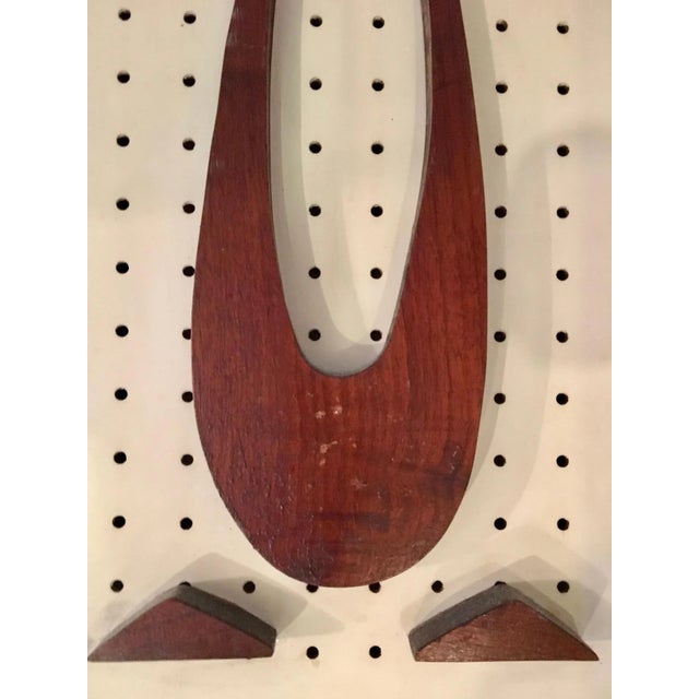 Mid-Century Modern Stylized Wood Penguins on Perforated Hardboard For Sale - Image 3 of 6