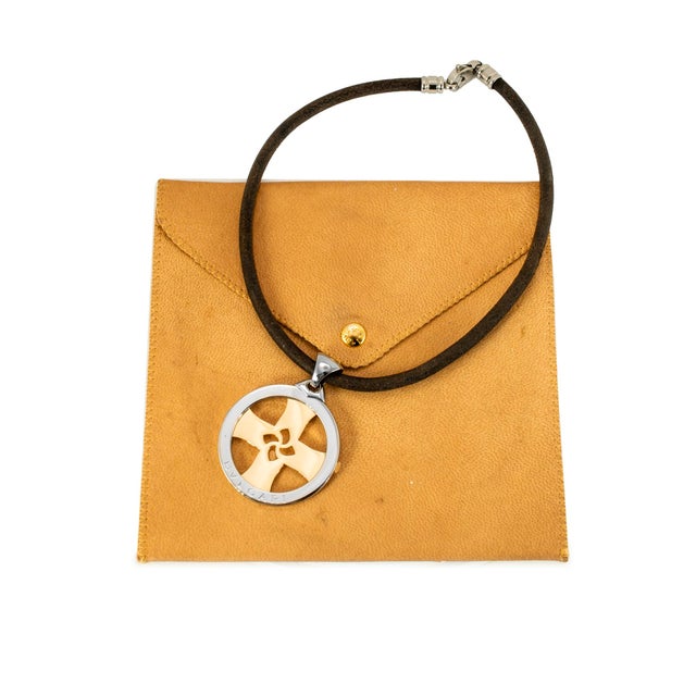 Metal Bvlgari Tondo 18k Yellow Gold Steel Black Two Tone Chain Cross Chocker Necklace For Sale - Image 7 of 7