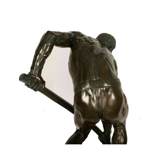 Brown “a La Terre!” (1890) French Antique Bronze Sculpture by Alfred Boucher & Barbedienne For Sale - Image 8 of 12