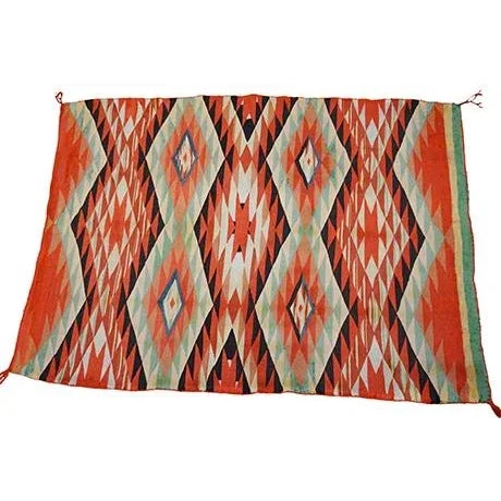Tribal Tribal Geometric Small Rug Rustic 19th Century Native American Navajo Germantown For Sale - Image 3 of 15