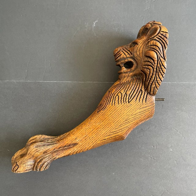 Antique Hand Carved Victorian Oak Wood Lion Head & Paw Salvaged Table Legs - Set of 4 For Sale - Image 4 of 12