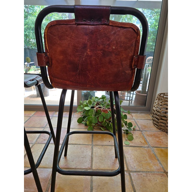 1960s Pair of Leather Bar Stools For Sale - Image 11 of 18