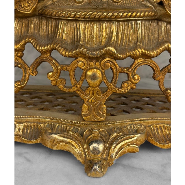 Antique Rococo Brass Equestrian Horse Mantle Clock Case For Sale - Image 11 of 13