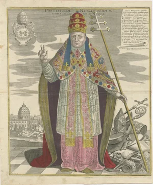 Seutter, Papal Chronology and Symbols of the Vatican, 1740, Print