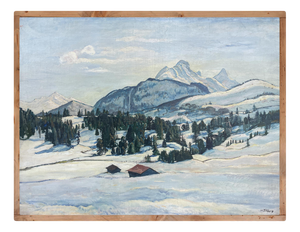 Harald Tillberg, Snowy Alpine Landscape, Oil on Canvas