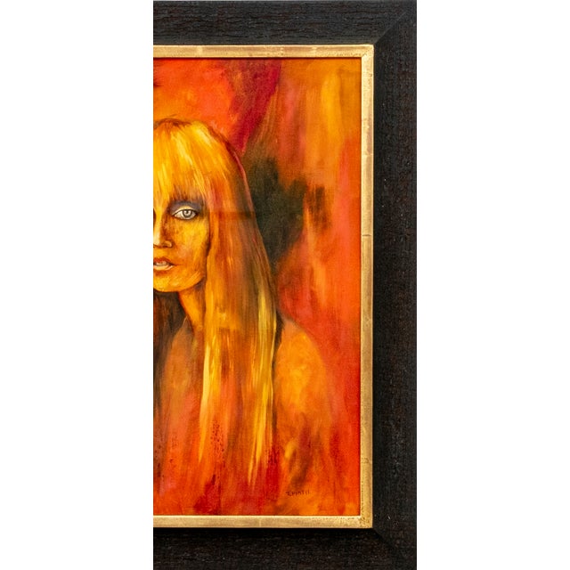 Vintage Mid-Century Expressionist Oil Painting Portrait of a Blonde Woman by Z Pintel, Framed For Sale - Image 4 of 16