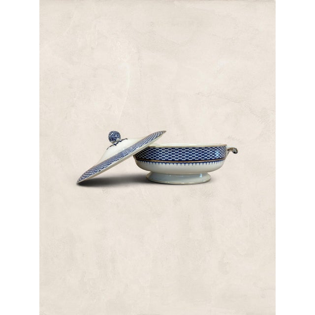Antique Blue and White Porcelain Serving Tureen With Lid For Sale - Image 12 of 13