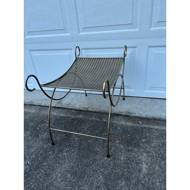 Mid 20th Century Metal Scoop Scroll Vanity Stool For Sale - Image 4 of 7