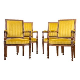 Set of 4 Antique French Armchairs For Sale