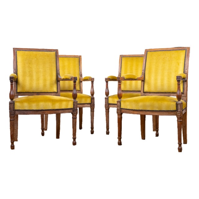 Set of 4 Antique French Armchairs For Sale