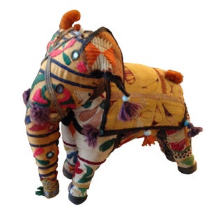 Vintage Upholstered Indian Elephant For Sale