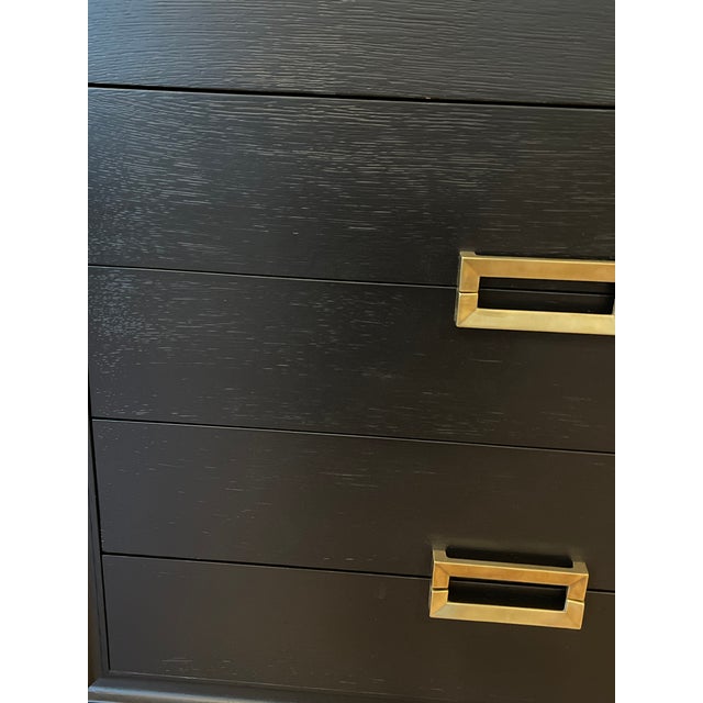 Ebony Frankl Mont Deco Inspired Set of Mid Century Chests of Drawers Black Brass Accents For Sale - Image 8 of 17