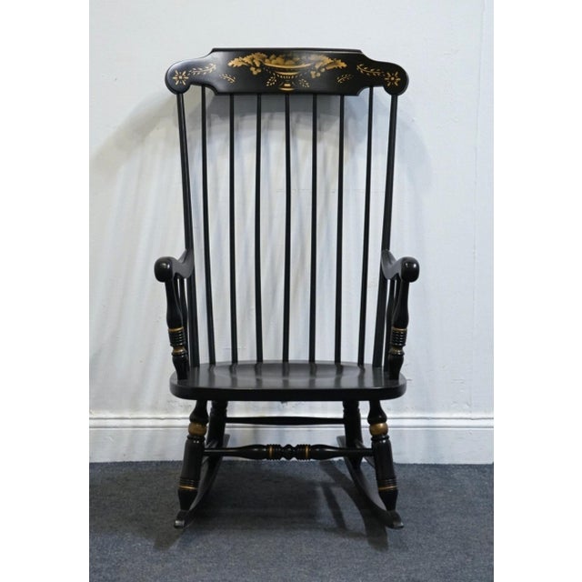 Late 20th Century Ethan Allen Hand Decorated Black Hitchcock Style Boston Rocker 14-9703 - 609 Finish For Sale - Image 5 of 10