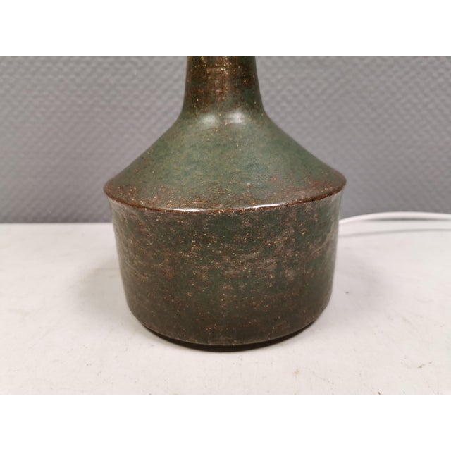 1960s Dark Olive Green Stoneware Lamp from Palshus, Denmark, 19560s For Sale - Image 5 of 14