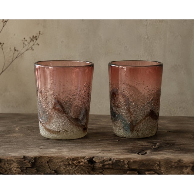 Ryukyu Bubble Glass Tumblers by Seiichiro Inamine, Set of 2 For Sale - Image 12 of 13