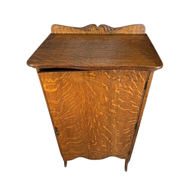 Antique Tiger Oak Sheet Music Cabinet For Sale - Image 4 of 12