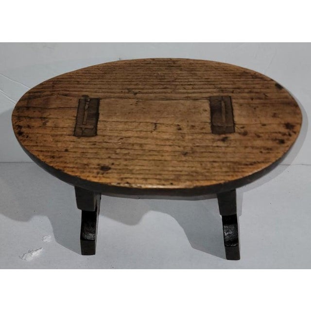 Late 18th Century 18Thc Original Painted & Mortised Walnut Bench / Foot Stool From Pennsylvania For Sale - Image 5 of 5