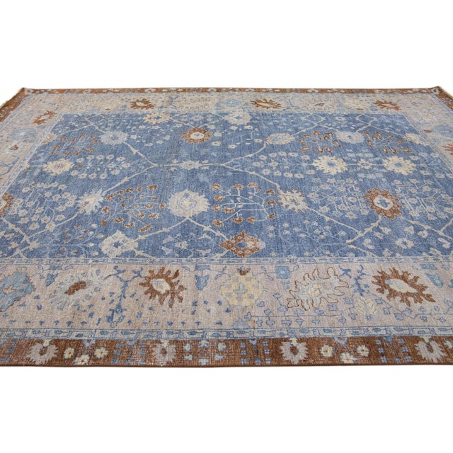 2020s Blue Apadana's Artisan Collection Handmade Allover Designed Wool Rug For Sale - Image 5 of 11