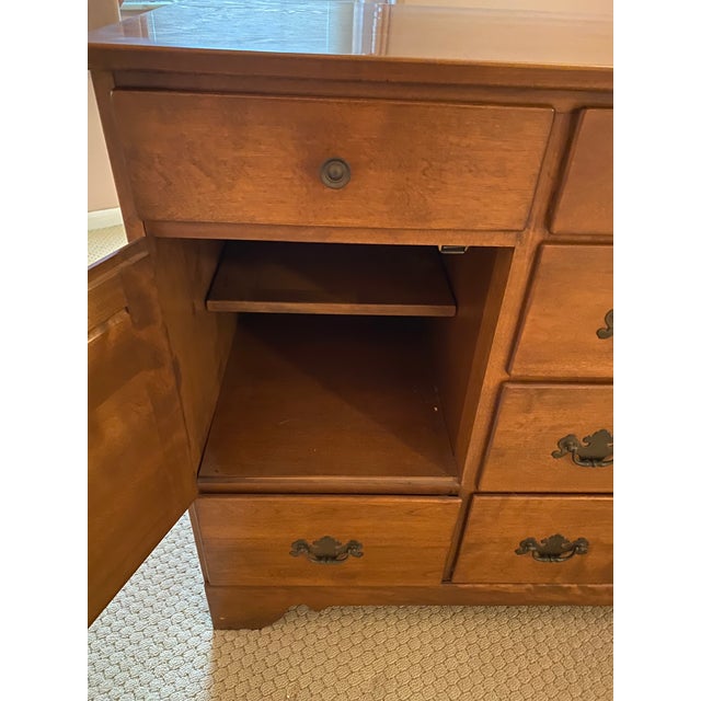 Ethan Allen Heirloom Nutmeg Maple Colonial Style 62” Shutter Door Triple Dresser Chairish