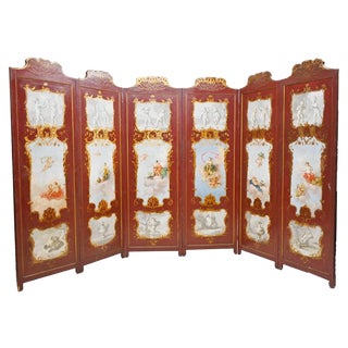 Antique Painted Chinoiserie Room Divider, 1890s For Sale