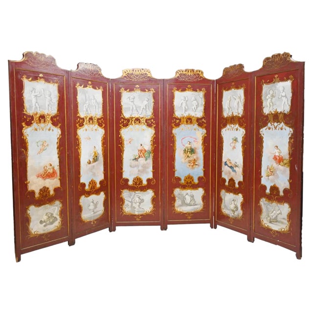 Antique Painted Chinoiserie Room Divider, 1890s For Sale