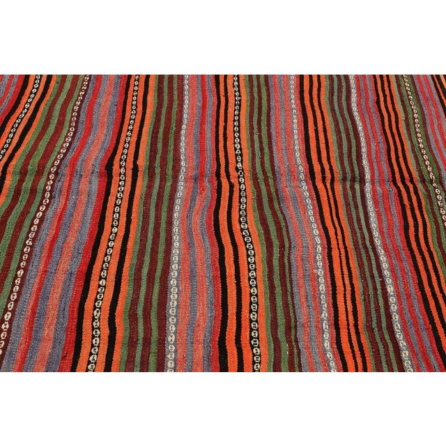 Mid 20th Century Colorful Vintage Striped Kilim Rug For Sale - Image 4 of 7