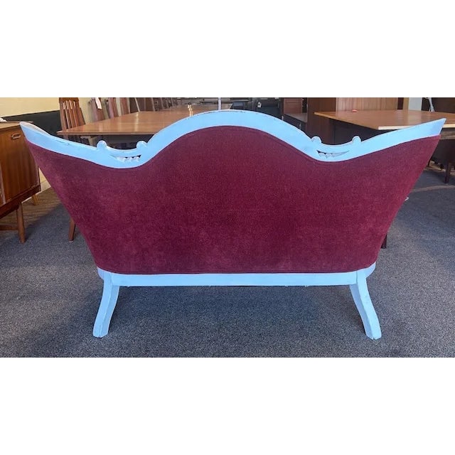 Antique Victorian Painted Walnut Frame & Upholstered Sofa c.1880 For Sale In San Francisco - Image 6 of 9
