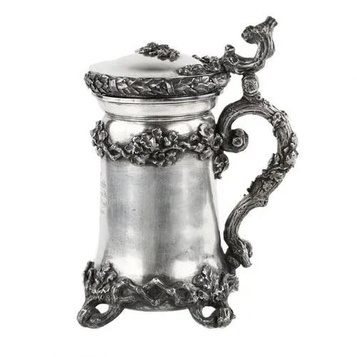 German Silver Beer Cup with Oak Branch Pattern For Sale - Image 10 of 10