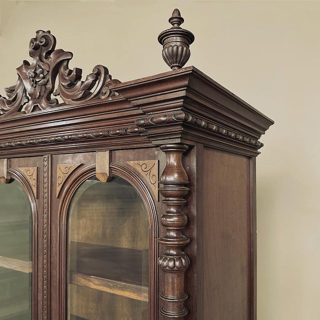 19th Century French Napoleon III Period Neoclassical Mahogany Bookcase ~ Bibliotheque For Sale - Image 17 of 18