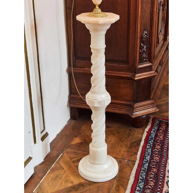 Stone Vintage Alabaster Pedestal, Italy, 1950 For Sale - Image 7 of 7
