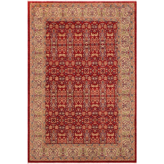 1980s Shabby Chic Ziegler Jane Red Green Hand-Knotted Wool Rug - 9'0'' X 12'0'' For Sale - Image 9 of 9