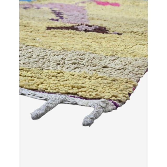 Yellow Floral Handwoven Berber Wool Rug - 10 X 6.7 Ft For Sale - Image 4 of 9
