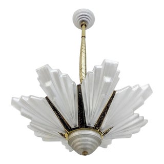 French Art Deco Pendant Chandelier Signed Marius-Ernest Sabino For Sale