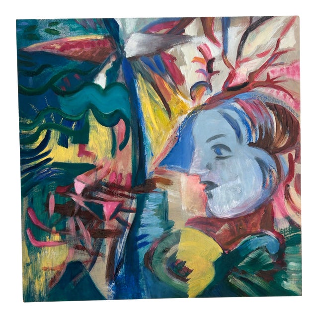 Magical Realist Colorful Acrylic and Oil Painting on Wood by Tamara Wasserman For Sale