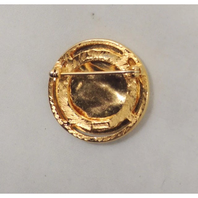 Metal Vintage 1980 Signed Napier Goldtone Greek Figure Dionysus Brooch For Sale - Image 7 of 7