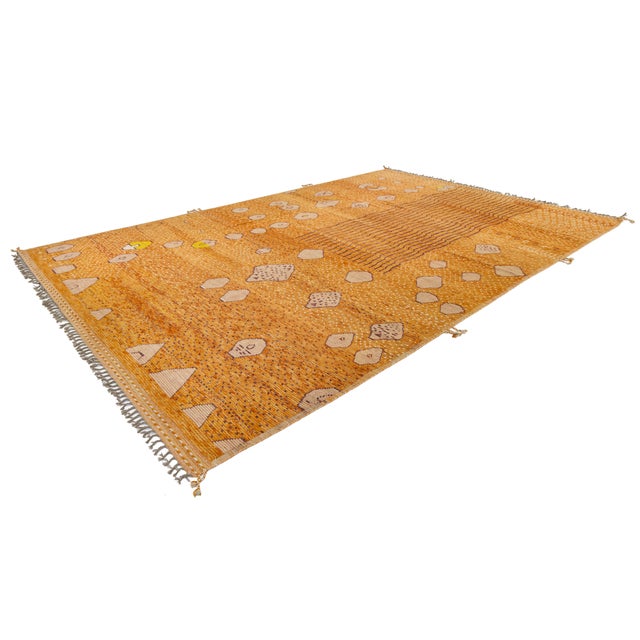 Contemporary Moroccan Style Hand-Knotted Wool Area Rug in Amber & Terracotta For Sale - Image 12 of 12