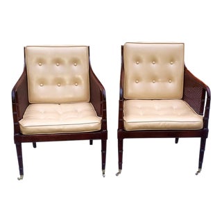 Mid-Century Modern Hickory Chair Cane-Back Leather or Vinyl Chairs For Sale
