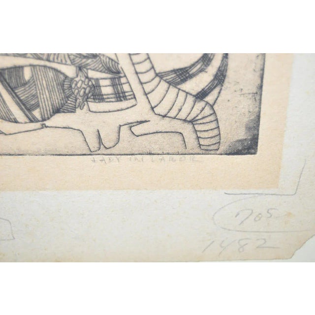 1940s Vintage Cubist Abstract "Lady in Labor" Etching For Sale - Image 4 of 6
