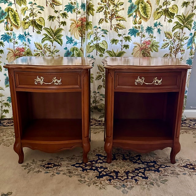 1960s Country French Cherry Nightstands – A Pair For Sale - Image 15 of 15