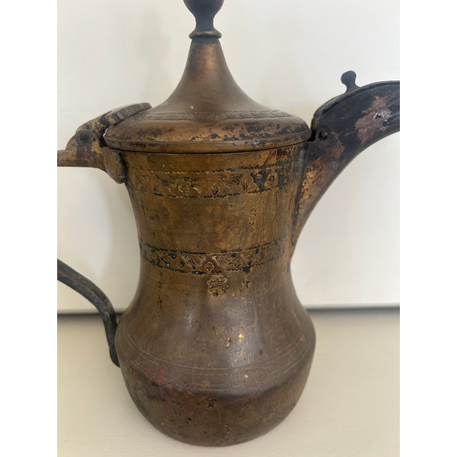 Antique 19th Century Middle Eastern Dallah Arabic Brass Coffee Pot For Sale - Image 11 of 11