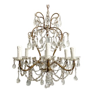 Vintage Italian Crystal Beaded Chandelier For Sale
