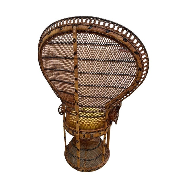 1970s Restored Large Nude Natural Woven Wicker "Cobra" Lounge Throne Chair For Sale In Los Angeles - Image 6 of 12