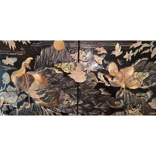 Onyx 1960s Korean Mother of Pearl Inlay Cabinet Display For Sale - Image 8 of 14