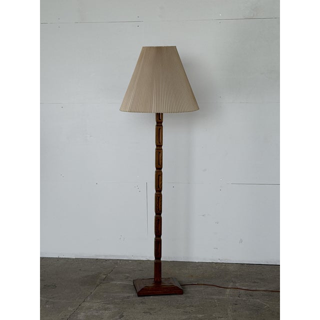Mid-Century Modern Scandinavian Modern Brutalist Oak Floor Lamp, 1960s For Sale - Image 3 of 14