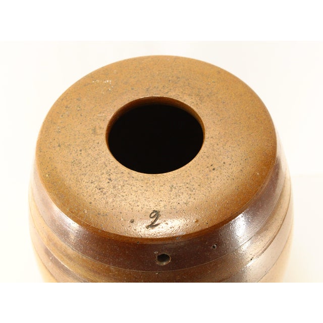 19th Century Brown Glazed Stoneware Cooler Dispenser, Barrel Shape, England For Sale - Image 4 of 12
