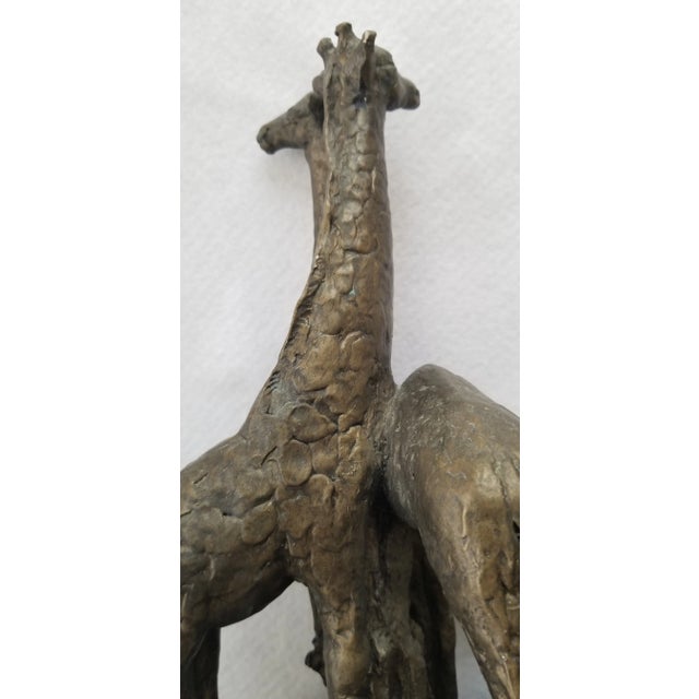 1970s 1972 Austin Productions Giraffe Chalkware/Plaster Sculpture Bronzetone Brutalist For Sale - Image 5 of 13