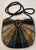 Beautiful evening bag with a sunburst pattern of iridescent beads in silver, gold, bronze, teal, and black with a zipper...