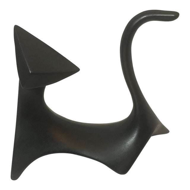 Vintage Mid-Century Modern Cubist Atimic Atomic Black Cat Figurine For Sale