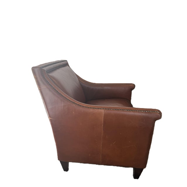 2010s Bernhardt Brown Leather Club Chair With Nailhead Trim For Sale - Image 5 of 13